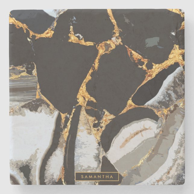 Posavasos De Piedra Textura abstracta de mármol (Anverso)