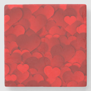 Posavasos De Piedra Textura de Corazones Rojos
