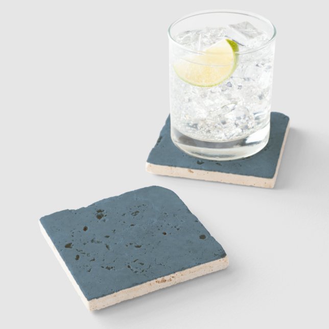Posavasos De Piedra Textura de Denim Azul, (Lateral)