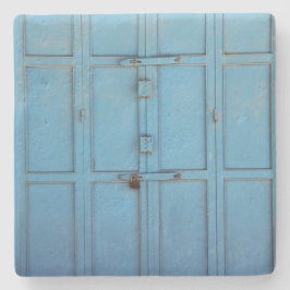 Posavasos De Piedra Textura de la puerta azul Aqua de la montaña rusa