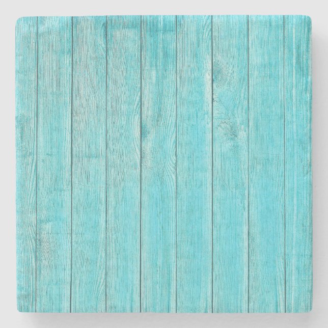 Posavasos De Piedra Textura de madera turquesa (Anverso)