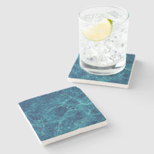 Posavasos De Piedra Textura de mármol azul de la marina