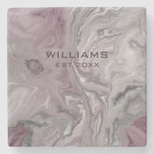 Posavasos De Piedra Textura de Mármol Gris Rosa Pastel personalizada