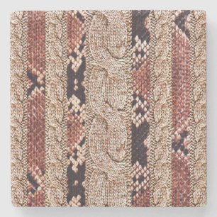 Posavasos De Piedra Textura del calzado, patrón geométrico de serpient