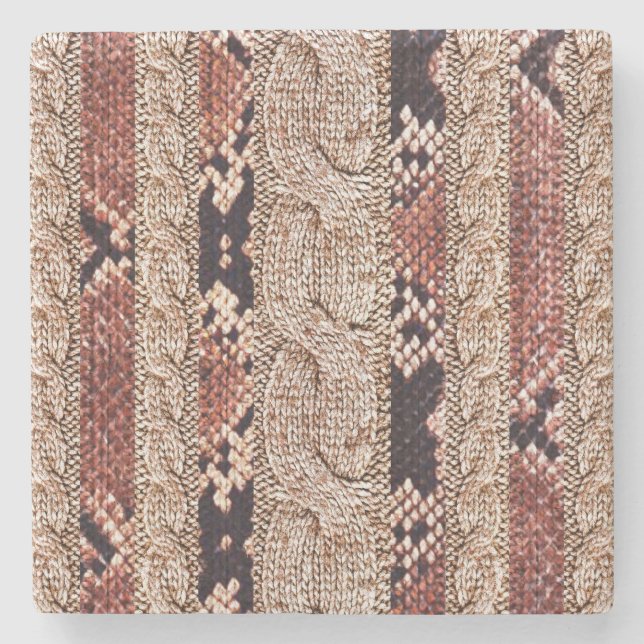 Posavasos De Piedra Textura del calzado, patrón geométrico de serpient (Anverso)