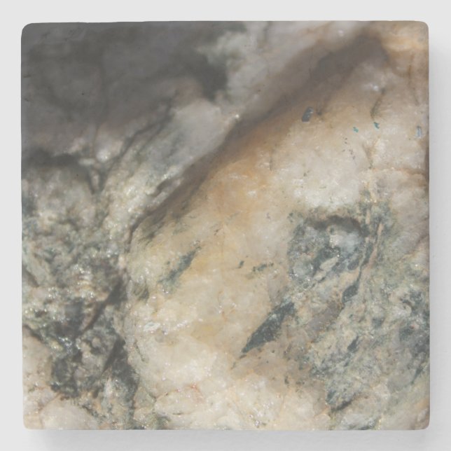 Posavasos De Piedra Textura mineral del cuarzo blanco y negro (Anverso)