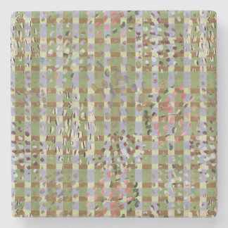 Posavasos De Piedra Textured Pointillism Grid Pattern Artwork