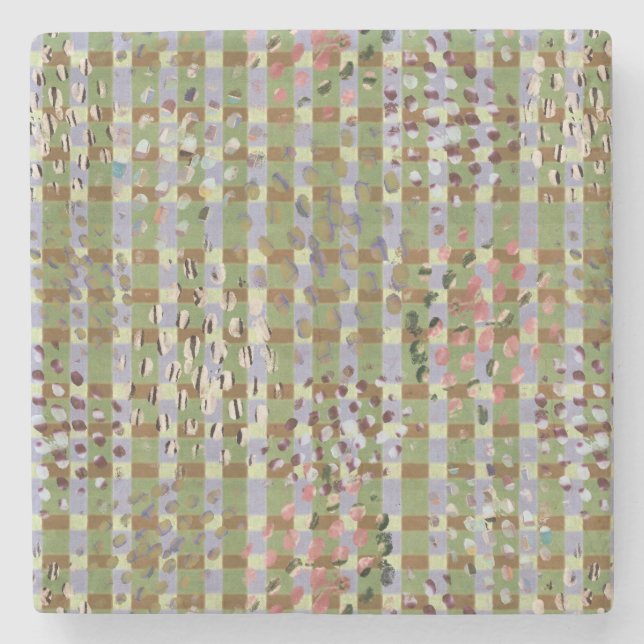 Posavasos De Piedra Textured Pointillism Grid Pattern Artwork (Anverso)