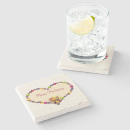 Posavasos De Piedra Thankings Heart y Cornucopia