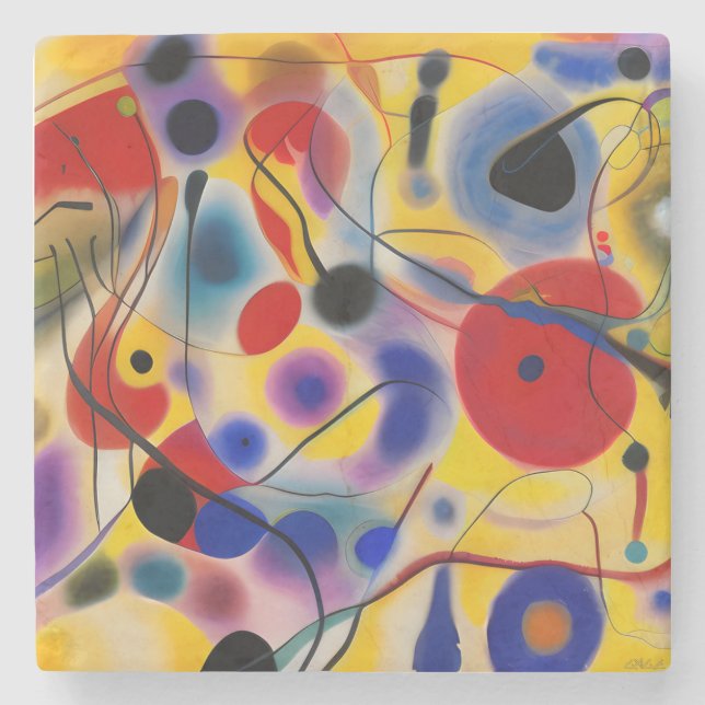 Posavasos De Piedra The Blue 10 Abstract Meets Red 6 (Anverso)