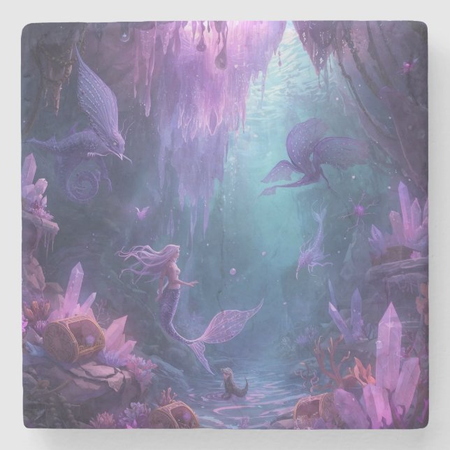 Posavasos De Piedra The Crystal Cave of the Mermaid (Anverso)