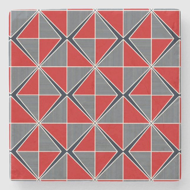 Posavasos De Piedra The Hetman’s Shield: Crimson & Slate Geometric (Anverso)