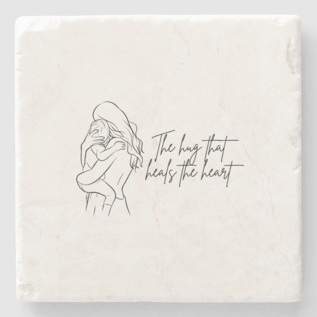 Posavasos De Piedra The Hug That Heals the Heart Stone Coaster  (Anverso)