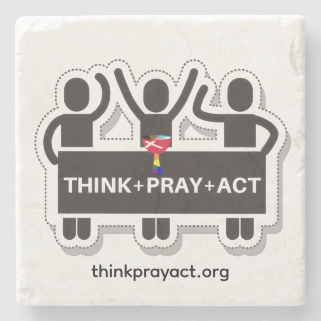 Posavasos De Piedra Think+Pray+Act Piedra Coaster (Anverso)