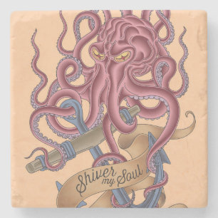 Posavasos De Piedra Tiembla mi pulpo Tatto del alma el  