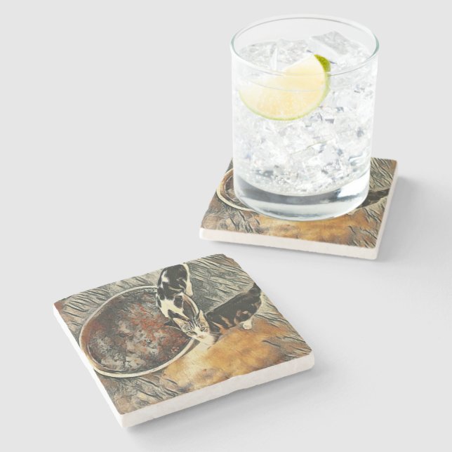 Posavasos De Piedra ¡Tiempo de alimentación! (Lateral)