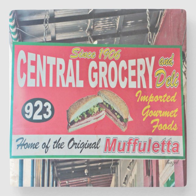 Posavasos De Piedra Tienda Central de Comestibles, Nueva Orleans (Anverso)