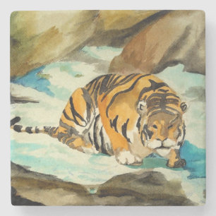 Posavasos De Piedra Tigre acuarela