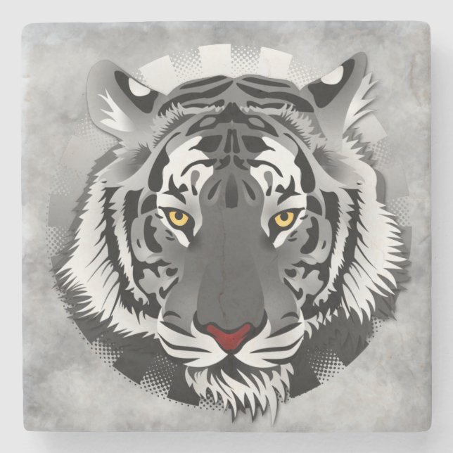 Posavasos De Piedra Tigre Blanco Y Negro (Anverso)