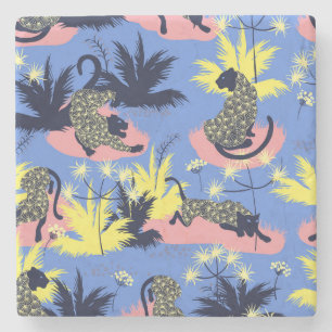 Posavasos De Piedra Tigre geométrico, leopardo: patrón infantil.