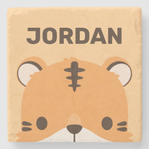 Posavasos De Piedra Tigre lindo con nombre personalizado