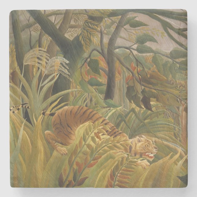 Posavasos De Piedra Tigre sorprendido en tormenta tropical (Anverso)