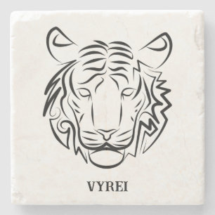 Posavasos De Piedra Tigre Tribal Blanco y Negro