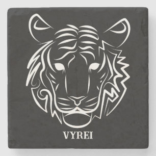 Posavasos De Piedra Tigre tribal blanco y negro