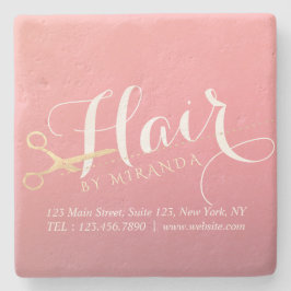 Posavasos De Piedra Tijeras doradas de peluquería Salón de belleza ros