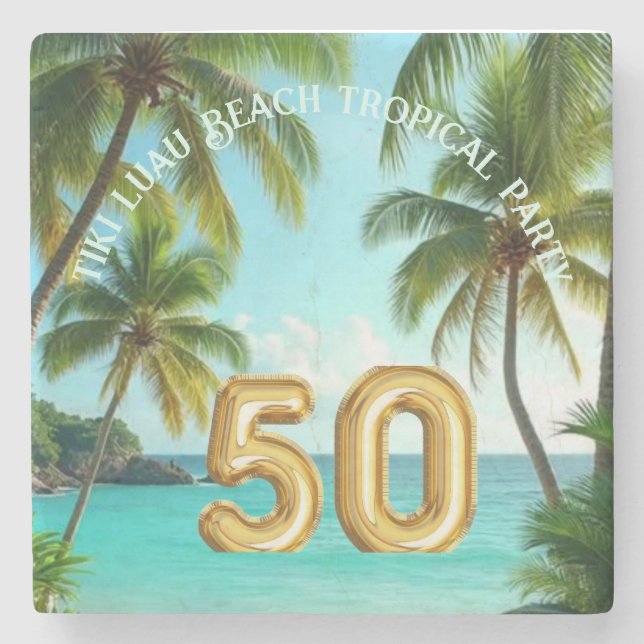 Posavasos De Piedra tiki luau tropical beach party  (Anverso)