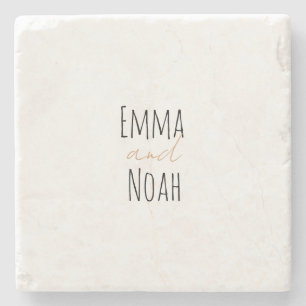 Posavasos De Piedra Tipografía de guión de nombre de pareja personaliz