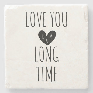 Posavasos De Piedra Tipografía de Monograma de Corazón Amor por Mucho