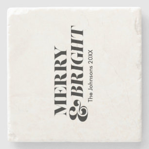 Posavasos De Piedra Tipografía de Navidades modernos vivos y morados