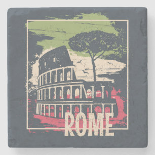 Posavasos De Piedra Tipografía de Roma: Poster de la Torre Eiffel.