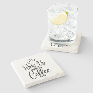 Posavasos De Piedra Tipografía Despertar y Oler el Café