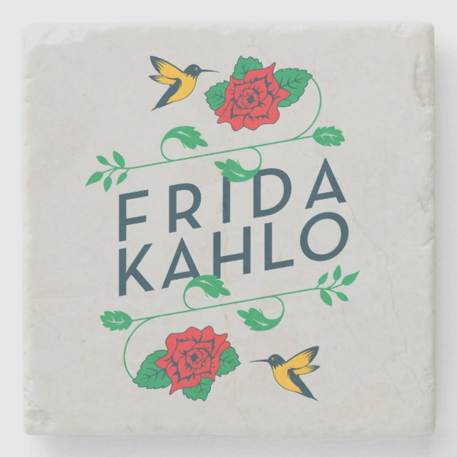 Posavasos De Piedra Tipografía floral de Frida Kahlo el | (Anverso)