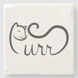 Posavasos De Piedra Tipografía Purr NEGRO