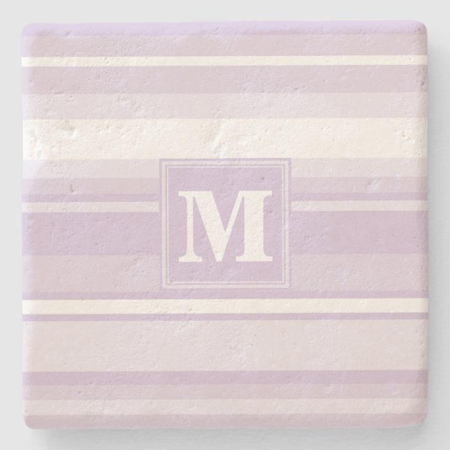 Posavasos De Piedra Tiras moradas monogramo (Anverso)