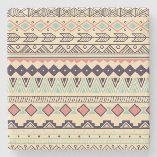 Posavasos De Piedra Tiras tribales aztecas: Ilustracion vintage