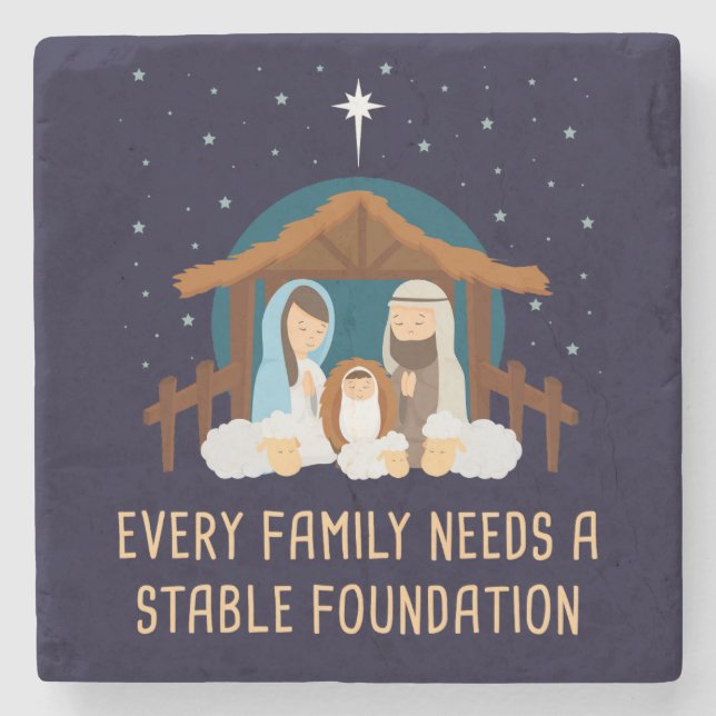 Posavasos De Piedra Toda familia necesita una fundación estable - Navi (Anverso)