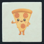 Posavasos De Piedra Todo bien Kawaii<br><div class="desc">Se rebanan pizzas al estilo personalizado dándole el pulgar.</div>