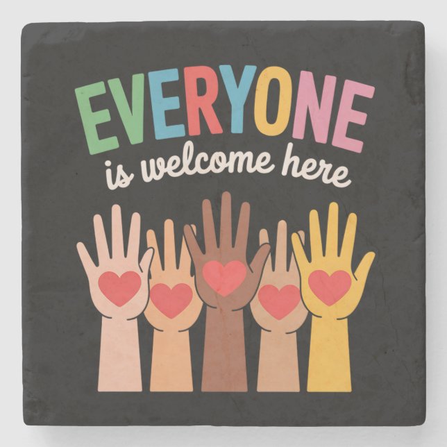 Posavasos De Piedra Todos son bienvenidos aquí (Anverso)