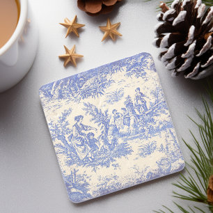 Posavasos De Piedra Toile de Jouy francés vintage azul Mujeres