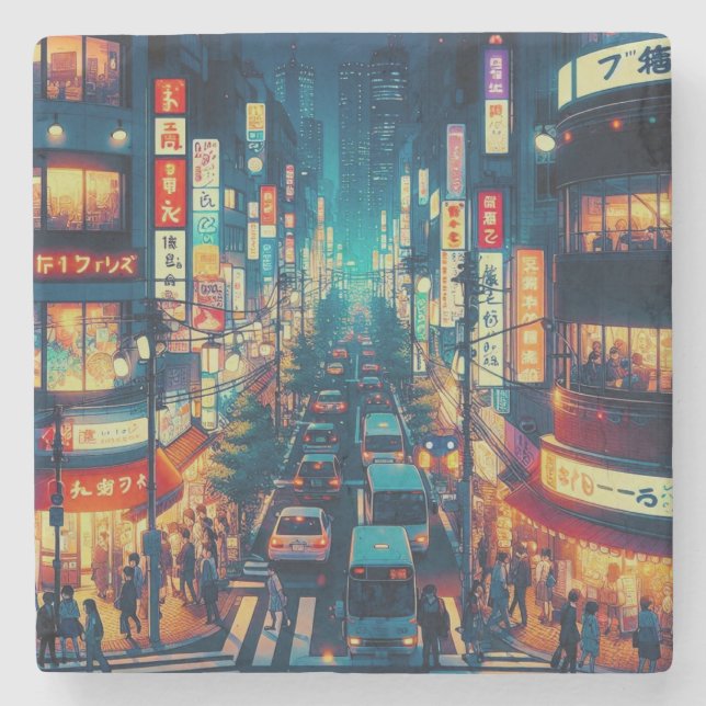 Posavasos De Piedra Tokio en movimiento (Anverso)