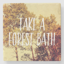 Posavasos De Piedra Tomar un baño forestal arte de Birch Trees del Nor