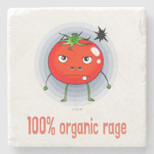 Posavasos De Piedra Tomate Enfadado 100% Orgánico Divertido