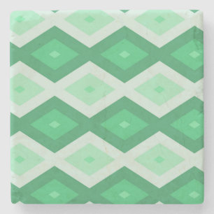 Posavasos De Piedra Tonos de patrón de diamante verde