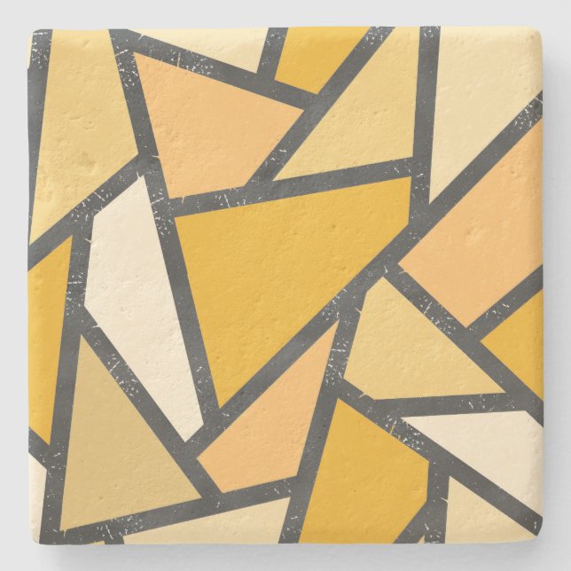Posavasos De Piedra Tonos de vidrio manchado amarillo (Anverso)