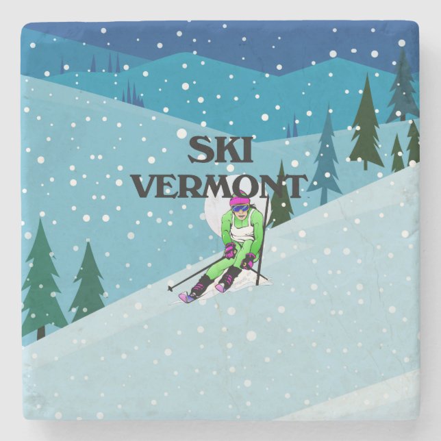 Posavasos De Piedra TOP Ski Vermont (Anverso)