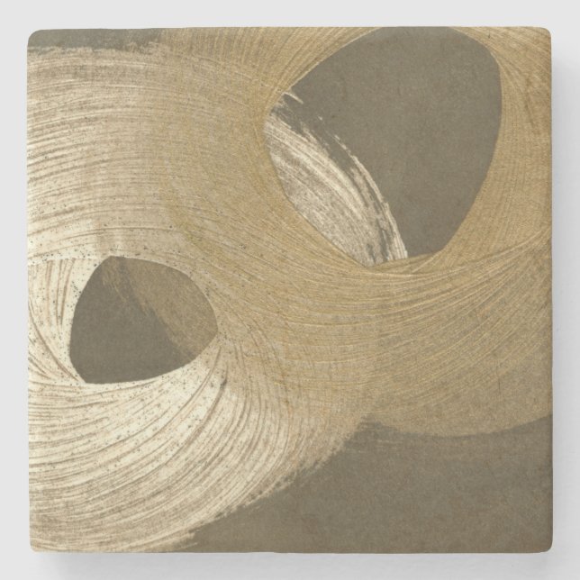 Posavasos De Piedra Tormenta de arena circular en Tan y Brown oscuro (Anverso)